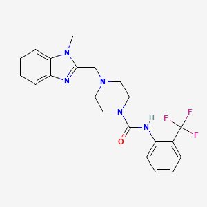 molecular formula C21H22F3N5O B2638308 4-((1-methyl-1H-benzo[d]imidazol-2-yl)methyl)-N-(2-(trifluoromethyl)phenyl)piperazine-1-carboxamide CAS No. 1226441-32-2