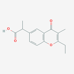 molecular formula C15H16O4 B263831 2-(2-ethyl-3-methyl-4-oxo-4H-chromen-6-yl)propanoic acid 