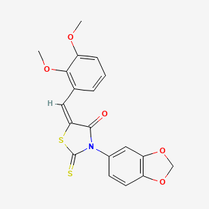 molecular formula C19H15NO5S2 B2638315 (5E)-3-(1,3-苯并二氧杂环-5-基)-5-(2,3-二甲氧基亚苄基)-2-硫代-1,3-噻唑烷-4-酮 CAS No. 591745-78-7