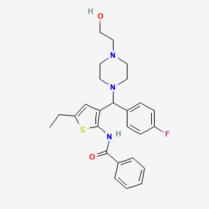 molecular formula C26H30FN3O2S B2638316 N-[5-ethyl-3-[(4-fluorophenyl)-[4-(2-hydroxyethyl)piperazin-1-yl]methyl]thiophen-2-yl]benzamide CAS No. 690639-96-4