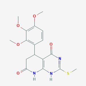 molecular formula C17H19N3O5S B263833 2-methylsulfanyl-5-(2,3,4-trimethoxyphenyl)-1,5,6,8-tetrahydropyrido[2,3-d]pyrimidine-4,7-dione 