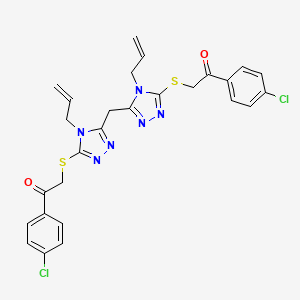 1-(4-Chlorophenyl)-2-[[5-[[5-[2-(4-chlorophenyl)-2-oxoethyl]sulfanyl-4-prop-2-enyl-1,2,4-triazol-3-yl]methyl]-4-prop-2-enyl-1,2,4-triazol-3-yl]sulfanyl]ethanone