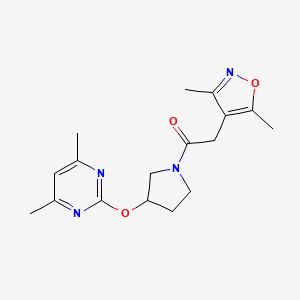 molecular formula C17H22N4O3 B2638347 2-(3,5-二甲基异恶唑-4-基)-1-(3-((4,6-二甲基嘧啶-2-基)氧基)吡咯烷-1-基)乙酮 CAS No. 2034434-45-0