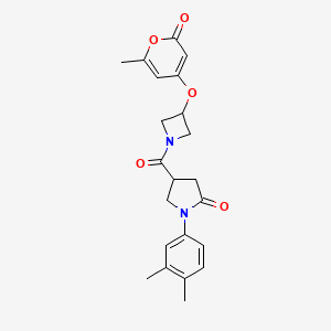 1-(3,4-dimethylphenyl)-4-(3-((6-methyl-2-oxo-2H-pyran-4-yl)oxy)azetidine-1-carbonyl)pyrrolidin-2-one
