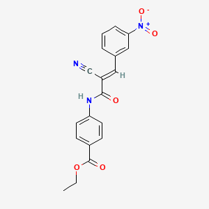 molecular formula C19H15N3O5 B2638358 (E)-乙基4-(2-氰基-3-(3-硝基苯基)丙烯酰胺)苯甲酸酯 CAS No. 341927-83-1