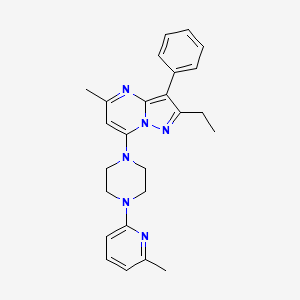 molecular formula C25H28N6 B2638359 2-Ethyl-5-methyl-7-[4-(6-methylpyridin-2-yl)piperazin-1-yl]-3-phenylpyrazolo[1,5-a]pyrimidine CAS No. 890620-35-6
