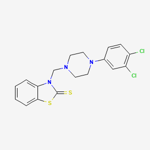 molecular formula C18H17Cl2N3S2 B2638375 3-{[4-(3,4-dichlorophenyl)piperazino]methyl}-1,3-benzothiazole-2(3H)-thione CAS No. 301194-76-3
