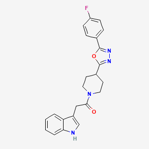 molecular formula C23H21FN4O2 B2638377 1-(4-(5-(4-fluorophenyl)-1,3,4-oxadiazol-2-yl)piperidin-1-yl)-2-(1H-indol-3-yl)ethanone CAS No. 1210737-49-7