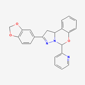 2-(benzo[d][1,3]dioxol-5-yl)-5-(pyridin-2-yl)-5,10b-dihydro-1H-benzo[e]pyrazolo[1,5-c][1,3]oxazine