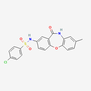 molecular formula C20H15ClN2O4S B2638382 4-chloro-N-(8-methyl-11-oxo-10,11-dihydrodibenzo[b,f][1,4]oxazepin-2-yl)benzenesulfonamide CAS No. 922138-04-3