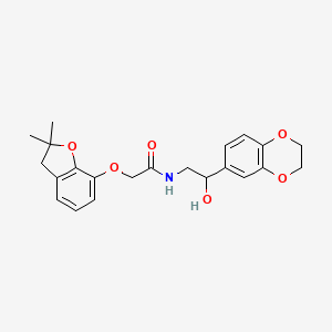 molecular formula C22H25NO6 B2638384 N-(2-(2,3-dihydrobenzo[b][1,4]dioxin-6-yl)-2-hydroxyethyl)-2-((2,2-dimethyl-2,3-dihydrobenzofuran-7-yl)oxy)acetamide CAS No. 2034262-20-7