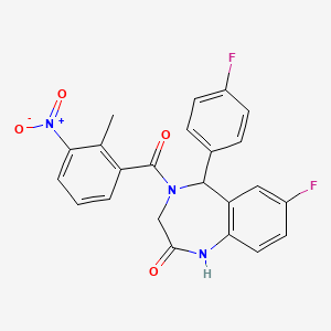 7-fluoro-5-(4-fluorophenyl)-4-(2-methyl-3-nitrobenzoyl)-3,5-dihydro-1H-1,4-benzodiazepin-2-one
