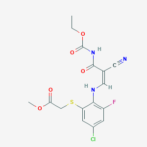 Methyl 2-{[5-chloro-2-({2-cyano-3-[(ethoxycarbonyl)amino]-3-oxo-1-propenyl}amino)-3-fluorophenyl]sulfanyl}acetate
