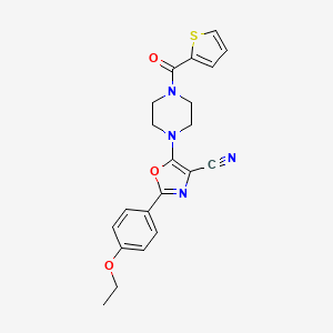 molecular formula C21H20N4O3S B2638405 2-(4-Ethoxyphenyl)-5-(4-(thiophene-2-carbonyl)piperazin-1-yl)oxazole-4-carbonitrile CAS No. 946377-90-8