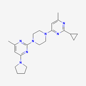 molecular formula C21H29N7 B2638409 2-[4-(2-Cyclopropyl-6-methylpyrimidin-4-yl)piperazin-1-yl]-4-methyl-6-(pyrrolidin-1-yl)pyrimidine CAS No. 2415534-55-1