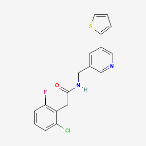 molecular formula C18H14ClFN2OS B2638411 2-(2-氯-6-氟苯基)-N-((5-(噻吩-2-基)吡啶-3-基)甲基)乙酰胺 CAS No. 2034596-31-9