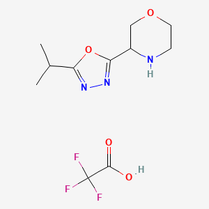 molecular formula C11H16F3N3O4 B2638416 3-[5-(Propan-2-yl)-1,3,4-oxadiazol-2-yl]morpholine, trifluoroacetic acid CAS No. 1803582-51-5