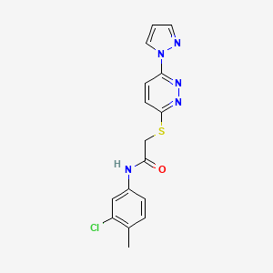 2-((6-(1H-pyrazol-1-yl)pyridazin-3-yl)thio)-N-(3-chloro-4-methylphenyl)acetamide