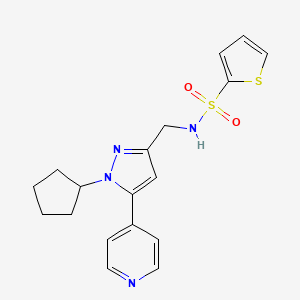 N-((1-cyclopentyl-5-(pyridin-4-yl)-1H-pyrazol-3-yl)methyl)thiophene-2-sulfonamide