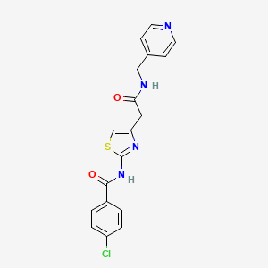 molecular formula C18H15ClN4O2S B2638444 4-氯-N-(4-(2-氧代-2-((吡啶-4-甲基)氨基)乙基)噻唑-2-基)苯甲酰胺 CAS No. 921791-83-5