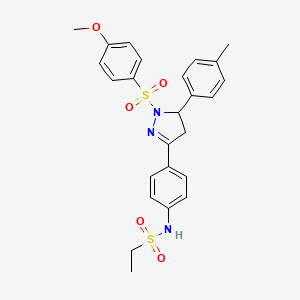 B2638454 N-[4-[2-(4-methoxyphenyl)sulfonyl-3-(4-methylphenyl)-3,4-dihydropyrazol-5-yl]phenyl]ethanesulfonamide CAS No. 851781-39-0