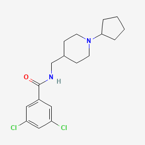 molecular formula C18H24Cl2N2O B2638464 3,5-二氯-N-((1-环戊基哌啶-4-基)甲基)苯甲酰胺 CAS No. 1325703-69-2