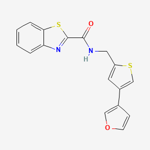 molecular formula C17H12N2O2S2 B2638471 N-{[4-(furan-3-yl)thiophen-2-yl]methyl}-1,3-benzothiazole-2-carboxamide CAS No. 2380043-18-3
