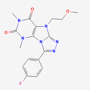 molecular formula C17H17FN6O3 B2638474 3-(4-fluorophenyl)-9-(2-methoxyethyl)-5,7-dimethyl-5H-[1,2,4]triazolo[4,3-e]purine-6,8(7H,9H)-dione CAS No. 921561-60-6