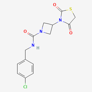 molecular formula C14H14ClN3O3S B2638475 N-(4-chlorobenzyl)-3-(2,4-dioxothiazolidin-3-yl)azetidine-1-carboxamide CAS No. 2034493-28-0