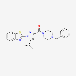molecular formula C25H27N5OS B2638484 (1-(benzo[d]thiazol-2-yl)-5-isopropyl-1H-pyrazol-3-yl)(4-benzylpiperazin-1-yl)methanone CAS No. 1013805-17-8
