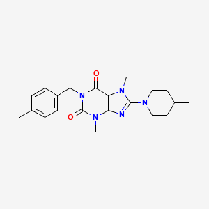 molecular formula C21H27N5O2 B2638486 3,7-dimethyl-1-(4-methylbenzyl)-8-(4-methylpiperidin-1-yl)-1H-purine-2,6(3H,7H)-dione CAS No. 941965-26-0
