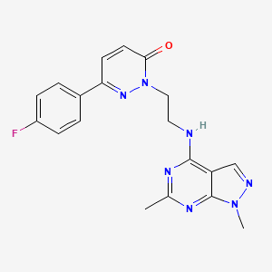 molecular formula C19H18FN7O B2638491 2-[2-[(1,6-Dimethylpyrazolo[3,4-d]pyrimidin-4-yl)amino]ethyl]-6-(4-fluorophenyl)pyridazin-3-one CAS No. 2380183-59-3