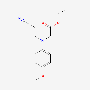 molecular formula C14H18N2O3 B2638493 Ethyl 2-[(2-cyanoethyl)(4-methoxyphenyl)amino]acetate CAS No. 117652-36-5