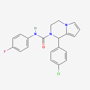 molecular formula C20H17ClFN3O B2638497 1-(4-chlorophenyl)-N-(4-fluorophenyl)-3,4-dihydropyrrolo[1,2-a]pyrazine-2(1H)-carboxamide CAS No. 900001-68-5