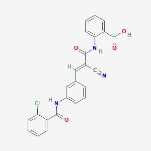 molecular formula C24H16ClN3O4 B2638507 2-[[(E)-3-[3-[(2-Chlorobenzoyl)amino]phenyl]-2-cyanoprop-2-enoyl]amino]benzoic acid CAS No. 1053142-97-4