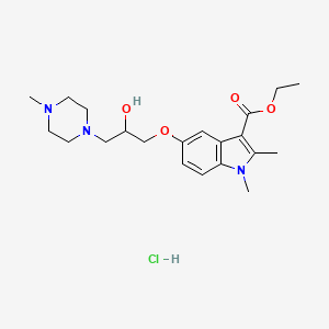 molecular formula C21H32ClN3O4 B2638515 ethyl 5-(2-hydroxy-3-(4-methylpiperazin-1-yl)propoxy)-1,2-dimethyl-1H-indole-3-carboxylate hydrochloride CAS No. 1052543-76-6