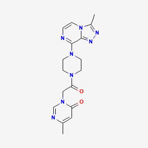 molecular formula C17H20N8O2 B2638525 6-methyl-3-(2-(4-(3-methyl-[1,2,4]triazolo[4,3-a]pyrazin-8-yl)piperazin-1-yl)-2-oxoethyl)pyrimidin-4(3H)-one CAS No. 2034417-92-8