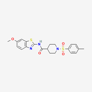 molecular formula C21H23N3O4S2 B2638527 N-(6-甲氧基苯并[d]噻唑-2-基)-1-甲苯磺酰基哌啶-4-甲酰胺 CAS No. 460334-79-6