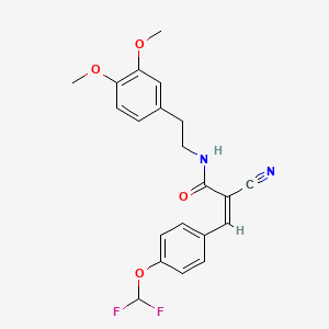 molecular formula C21H20F2N2O4 B2638535 (Z)-2-Cyano-3-[4-(difluoromethoxy)phenyl]-N-[2-(3,4-dimethoxyphenyl)ethyl]prop-2-enamide CAS No. 502910-52-3