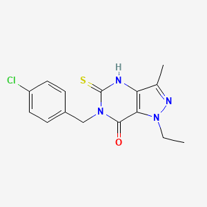 molecular formula C15H15ClN4OS B2638537 6-(4-chlorobenzyl)-1-ethyl-3-methyl-5-thioxo-1,4,5,6-tetrahydro-7H-pyrazolo[4,3-d]pyrimidin-7-one CAS No. 1031606-41-3