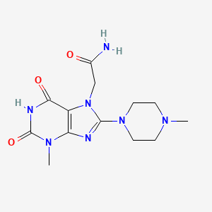 molecular formula C13H19N7O3 B2638542 2-[3-Methyl-8-(4-methylpiperazin-1-yl)-2,6-dioxopurin-7-yl]acetamide CAS No. 378217-46-0