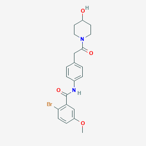 molecular formula C21H23BrN2O4 B2638544 2-溴-N-(4-(2-(4-羟基哌啶-1-基)-2-氧代乙基)苯基)-5-甲氧基苯甲酰胺 CAS No. 1234916-14-3