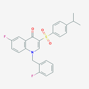 molecular formula C25H21F2NO3S B2638548 6-fluoro-1-(2-fluorobenzyl)-3-((4-isopropylphenyl)sulfonyl)quinolin-4(1H)-one CAS No. 866844-89-5