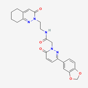 molecular formula C23H23N5O5 B2638563 2-(3-(benzo[d][1,3]dioxol-5-yl)-6-oxopyridazin-1(6H)-yl)-N-(2-(3-oxo-5,6,7,8-tetrahydrocinnolin-2(3H)-yl)ethyl)acetamide CAS No. 2097916-78-2