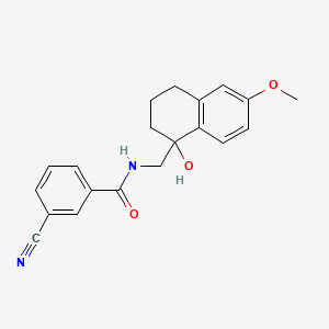 molecular formula C20H20N2O3 B2638589 3-氰基-N-((1-羟基-6-甲氧基-1,2,3,4-四氢萘-1-基)甲基)苯甲酰胺 CAS No. 2034600-15-0