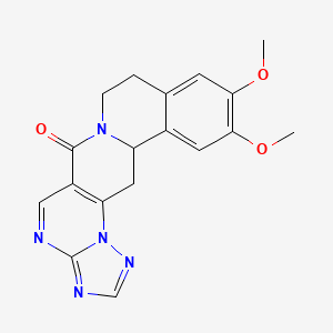 molecular formula C18H17N5O3 B2638590 11,12-dimethoxy-8,9,13b,14-tetrahydro-6H-[1,2,4]triazolo[5'',1'':2',3']pyrimido[4',5':4,5]pyrido[2,1-a]isoquinolin-6-one CAS No. 861209-59-8