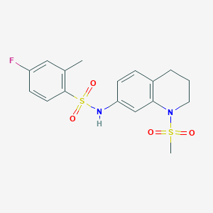 molecular formula C17H19FN2O4S2 B2638600 4-fluoro-2-methyl-N-(1-methylsulfonyl-3,4-dihydro-2H-quinolin-7-yl)benzenesulfonamide CAS No. 932529-94-7