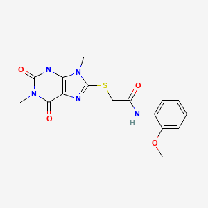 N-(2-methoxyphenyl)-2-(1,3,9-trimethyl-2,6-dioxopurin-8-yl)sulfanylacetamide