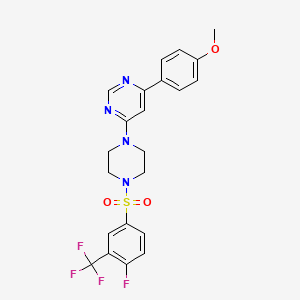 4-(4-((4-Fluoro-3-(trifluoromethyl)phenyl)sulfonyl)piperazin-1-yl)-6-(4-methoxyphenyl)pyrimidine