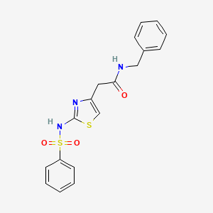 molecular formula C18H17N3O3S2 B2638617 N-benzyl-2-(2-(phenylsulfonamido)thiazol-4-yl)acetamide CAS No. 922001-53-4